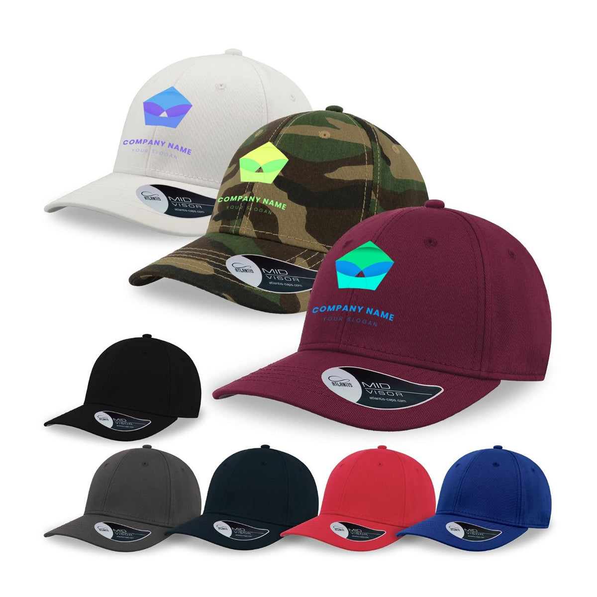 Sporty Casual Mid Visor Caps Branded